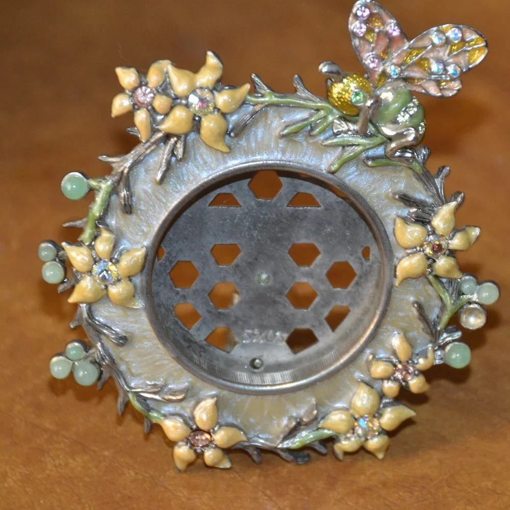 RARE NICE JAY STRONGWATER BEE LILY FLORAL CRYSTAL LEAF ALLEGRA ENAMEL BABY FRAME